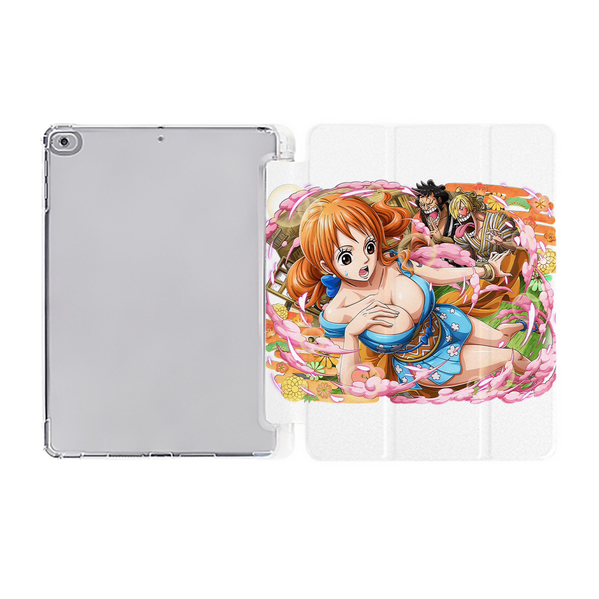 （画像用） ワンピース ナミ ONE PIECE Nami IPad ケース ペン収納付き 三つ折りスタンド PUレザー×シリコン 対応機種9.5/10.5/10.9インチ